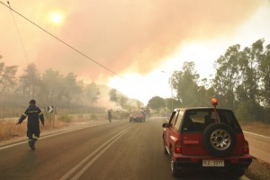 Wildfire In Western Greece Forces Village, Beach Evacuations