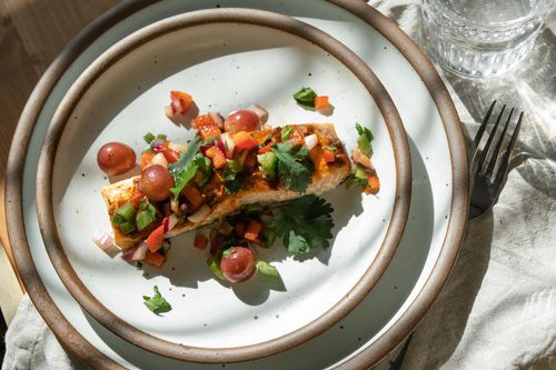 Salmon With Roasted Grape Salsa