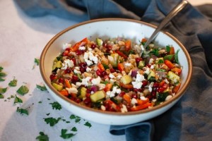 Warm Farro Grain Salad With Pomegranate