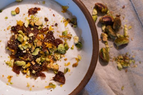 Whipped Greek Yogurt With Cardamom, Date And Pistachios