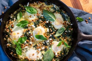 Green Shakshuka With Basil And Toasted Pine Nuts