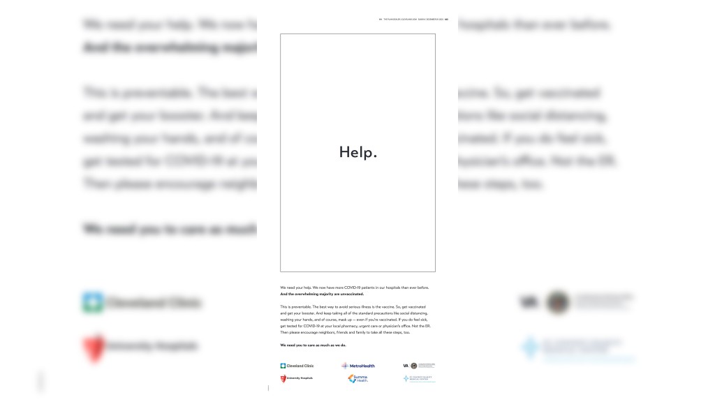 Cleveland Area Hospitals Battling Latest Covid 19 Surge Put Ad In Local Paper That Reads: ‘help’